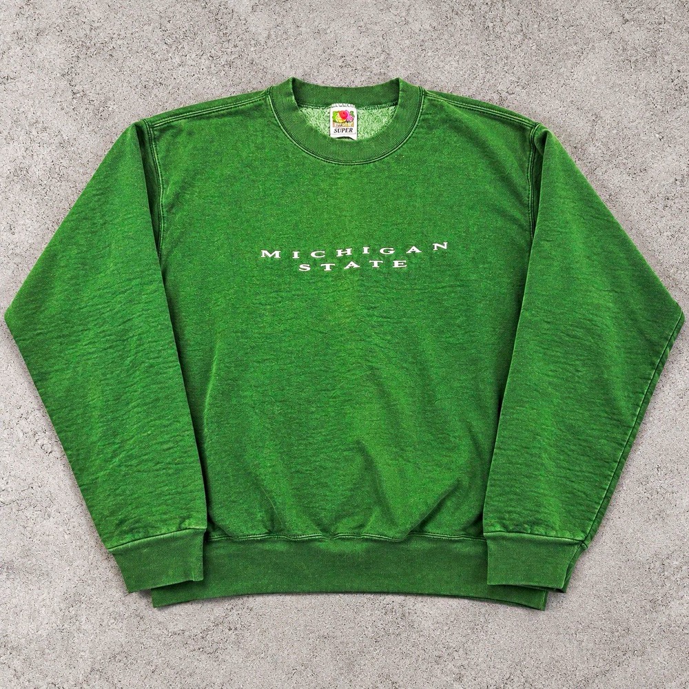 Vintage Michigan State Spartans Crewneck Sweatshirt Green Fruit of the Loom XL